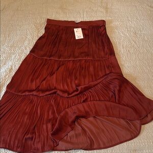 Nine West satin tiered midi skirt